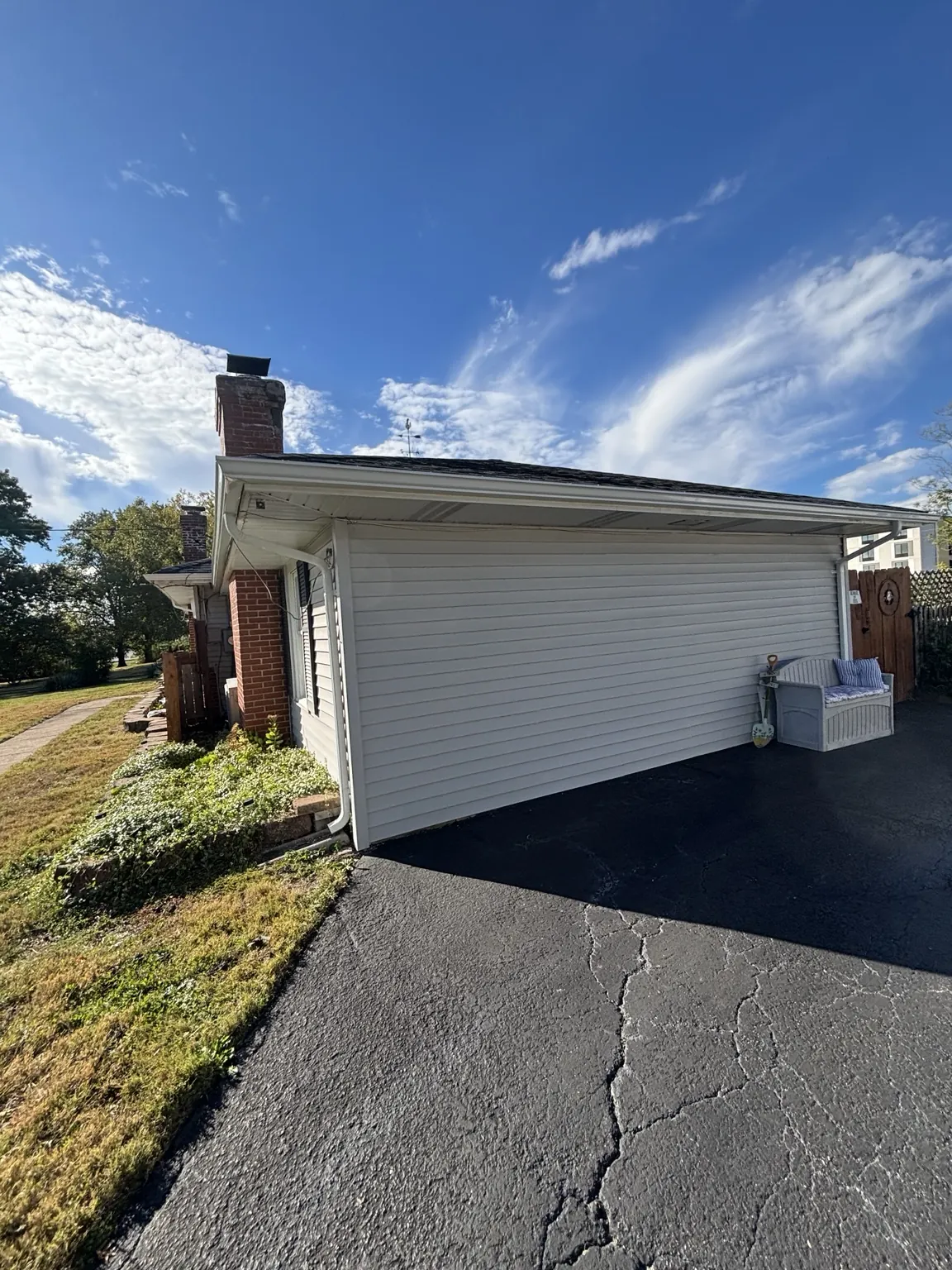 Additional view of completed garage roofline