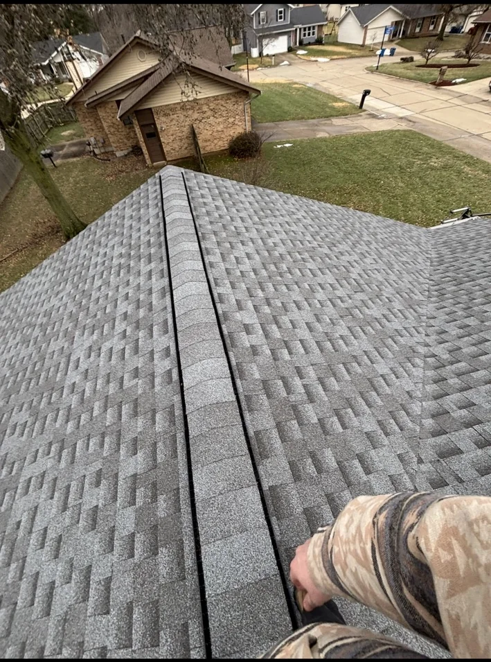 Shingle roof and ridge installation detail